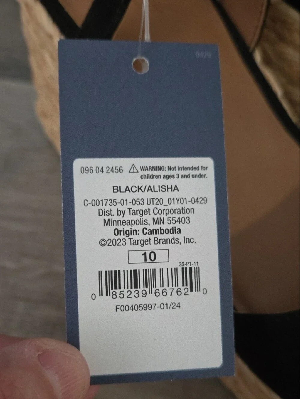 Women’s Black Espadrille Wedge Sandals with Ankle Strap, Size 10, New In Box
